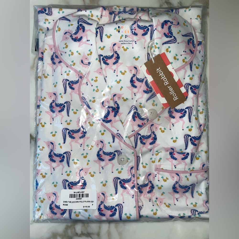 Roller Rabbit - NWT Gwen the Unicorn polo pajama set in P (XXXS)